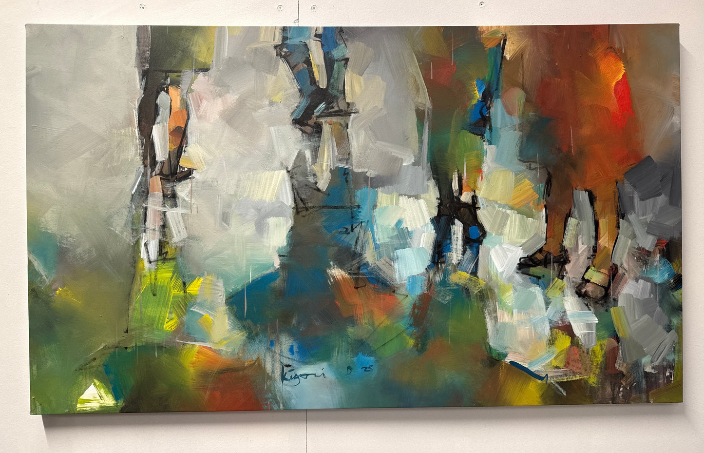 Umbrellas reflected in water.